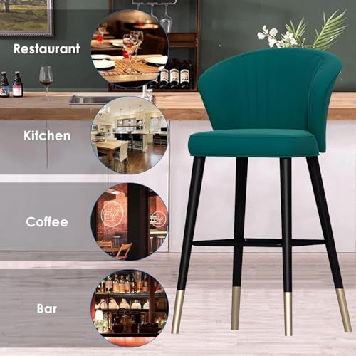 Tabourets de bar vert 75 cm chaises cuisine velours et pieds fer - 6