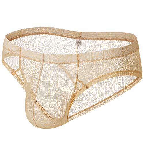 WINDAY Men's Briefs Lace Silk Low Rise Bikini Briefs and Breathable Underwear B604