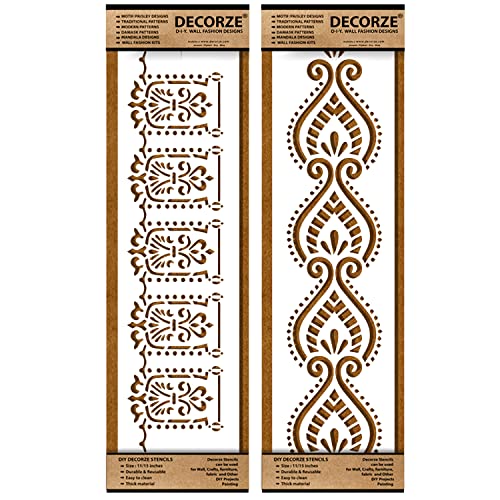 Image of Border Stencils for DIY Home Decor | Floral, Pattern & Wall Border Stencils for Painting Furniture & Art Projects DB-49-50