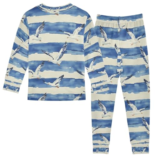 senya Seagull and Wave O Pajamas Set Long Sleeve Soft Cotton Sleepwear 2 Piece2