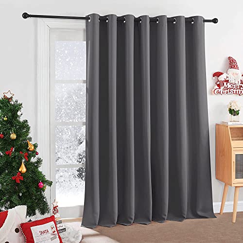 Image of RYB HOME Gray Curtains Blackout - Light Glare Block Energy Saving Patio Sliding Glass Door Curtains Vertical Blind Divide Living Space for Share Apartment School Dorm Office, 100 x 120, Grey