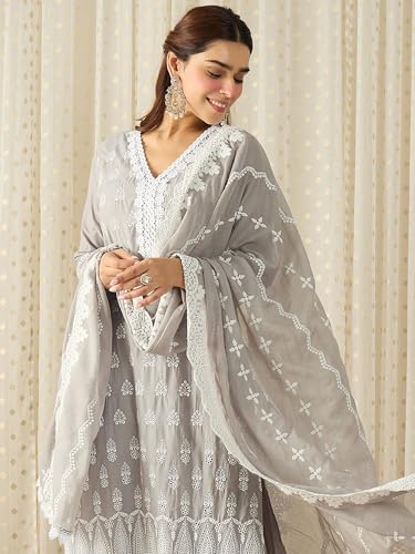 Image of INDO ERA Women Pure Cotton Kurta Set with Dupatta | Festive Suit Set, 10790