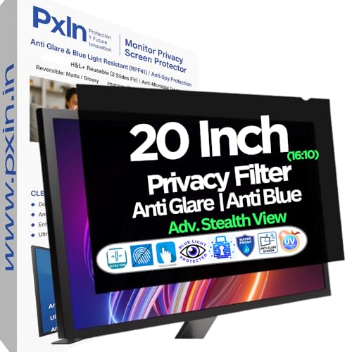 Image of PxIn 20 Inch (16:10) Monitor Eye Comfort Shield with Adv Privacy | Anti-Glare | No UV | Anti Blue | Monitor Privacy Filter