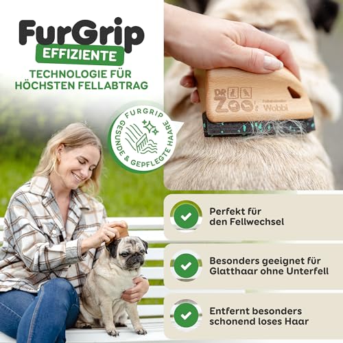 DR Zoo Hundebürste Wobbi - Der Fellwechsel-Helfer für Deinen Hund - Hundehaarentferner bei Kurz-, Glatt- und Langhaarhunden - Die schonende Hundehaarbürste