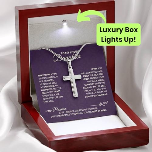 To My Beautiful Daughter Necklace from Mom & Dad | Cubic Zirconia Pendant with Heartfelt Message Card & Gift Box | Daughter Birthday, Graduation, Christmas Jewelry Gift from Parents2