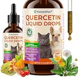 VuncarePlus Quercetin Drops for Dogs & Cats, Dog Allergy Relief Liquid Supplement with Chicken Flavor, Supports Itchy Skin, Paw Licking, Hot Spots, Immune & Seasonal Wellness, 2 fl oz