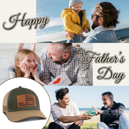 Image of Best Dad Ever American Flag Dad Hat - Adjustable Cotton Baseball Cap for Father's Day, Birthday Gifts from Daughter Son