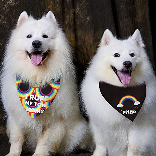 Hying 2Pcs Rainbow Dog Bandanas Boy For Pet, Washable Lgbt Dog Pride Apparel For Pet Pride Month Scarfs Bibs For Small Medium Large Dogs Pride Rainbow Accessories Rainbow Party Decorations #TOP2