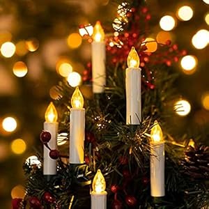 SILARLAIT Kaarsen kerstboom, 15,3 m, 50 leds, met timer en klemmen, energiebesparing, vlamloze kaarsenlichtketting, kerstdecoratie voor kerstfeest, warm wit