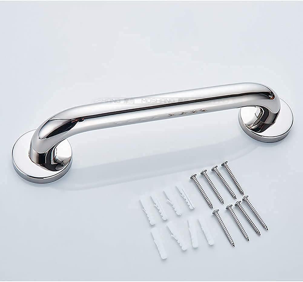 Barra de Sujeción de Seguridad, Pulido Barras Cromadas de Agarre para Baño, Caja Handicap Barandilla para Bañeras Y Duchas de Agarre 304 de Acero Inoxidable Antideslizante con Base Robusta