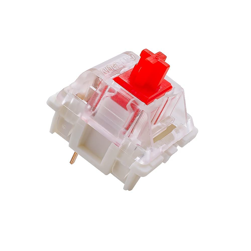 Gateron KS-9 20 Pack Red Mechanical Keyboard Switches | RGB SMD LED Compatible | 3-Pin | Plate Mounted | White Housing | 45g Force