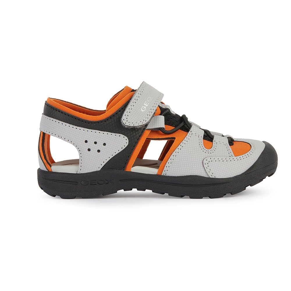 Geox Boy's J Vaniett Sandal, Grey/Orange, 12.5 UK
