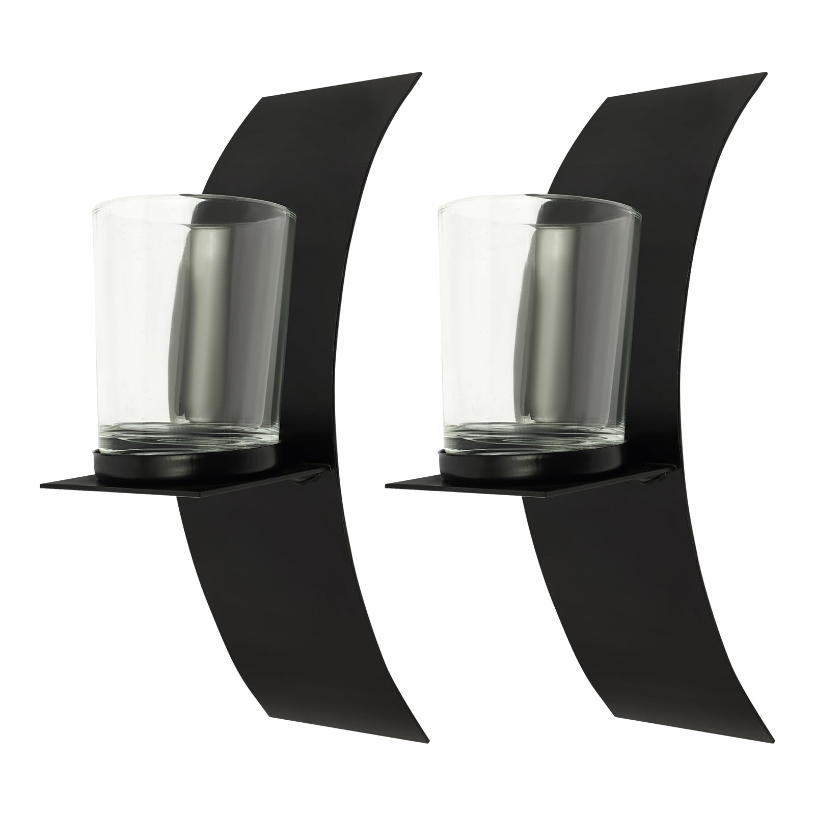 2Pcs Wall Candle Sconces, New Home Candlestick Holders, Decorative Candle Holder, Handmade Iron Hanging Wall Sconce Candle Holder (Black)