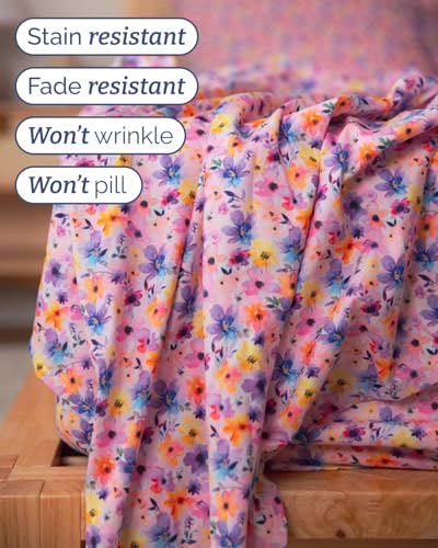 Image of Twin XL 3 Piece Floral Sheet Set - Breathable & Cooling - Watercolor Bloom | 1 Flat, 1 Fitted & 1 Pillowcase w / Deep Pockets, Boho Botanical Floral Bedding, Breathable & Cooling, Wrinkle & Fade Free