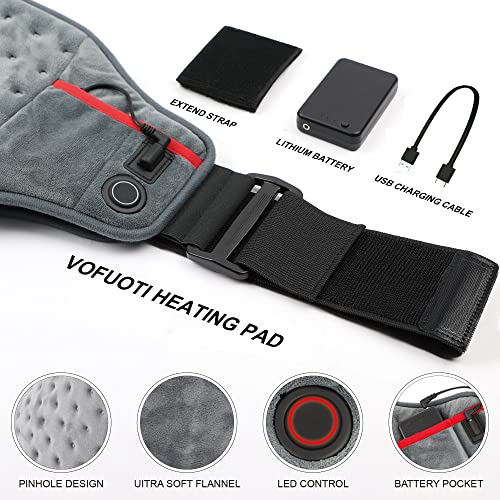 Vofuoti Cordless Heating Pad, Portable Heated Pad With Battery And 3 Heat Settings For Back Pain Relief, Abdomen Cramps #TOP5