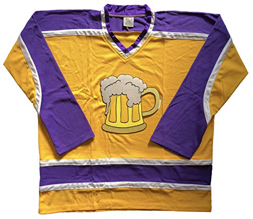 Beer Mug Hockey Jerseys - We are Ready to Customize with Your Name and Number (Gold, Adult XL)