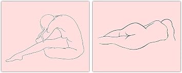 Nude Women Figure Wall Decor Art Prints - Set of 2 8x10 Unframed Minimalist Wall Art for Home, Office, Dorm and Bedroom - Aesthetic and Modern Wall Decor Idea