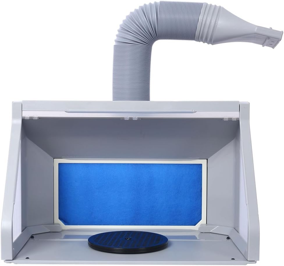Airbrush Spray Booth Kit, Large Portable Airbrush Paint Booth with Dual Exhaust Fans, 3 Dimmable LED Lights, Turntable & Extension Hose, Hobby Spray Booth for Models, Arts, Crafts & Cakes