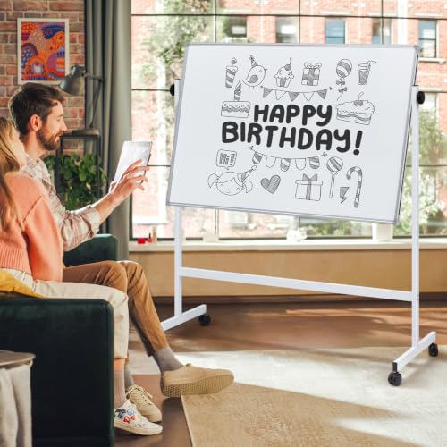 OLIXIS Magnetic Whiteboard with Wheels 46" x 32", Dry Erase Board with Adjustable Rolling Stand, Heavy-Duty Aluminum Frame & Accessory Tray for Office, Classroom, Home & Presentations, White - Image 6