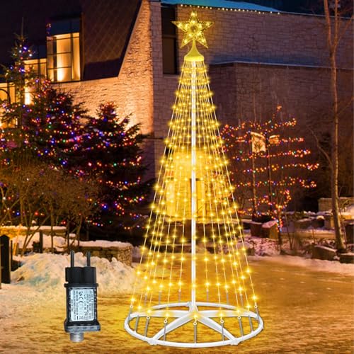 HELESIN Weihnachtsbaum Metall Groß Kegelform 250 LED Lichterbaum...