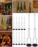 AceList 12 Pack Wrought Iron Hanging Candle Holder for Cut Glass Bottles, Fits 3.0' Diameter Bottlenecks, DIY Wine Bottle Lantern Kit for Garden, Patio, Wedding, Outdoor Decor