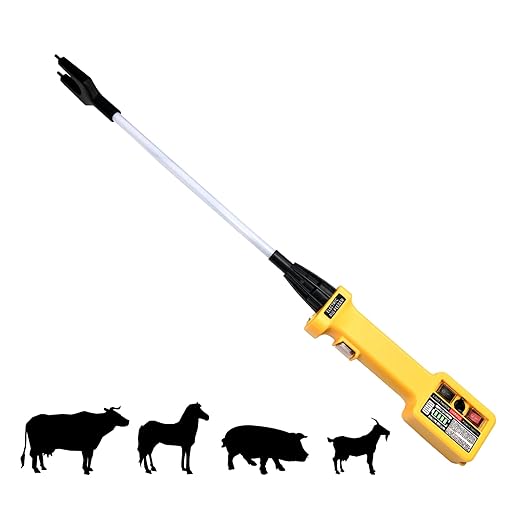Electric Livestock Prod Rechargeable Cattle Prod Stick with LED Light Waterproof Animal Stock Prod Shock for Cattles Pigs Sheeps Dogs (65cm/25.6 ")