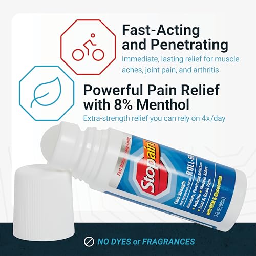 image for Stopain Pain Relief Roll On Gel 3oz, USA Made, Max Strength Fast Actin