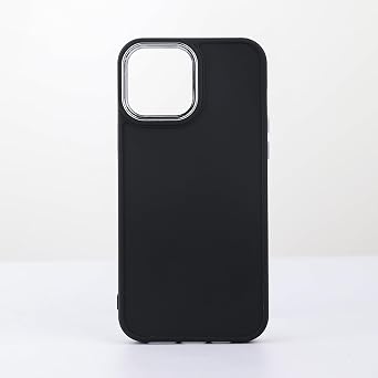Compatible with Case Full Covered Soft Gel Rubber Phone Case with Solid Color electroplated Lens Ring Designed Phone Case for iPhone 15promax Black