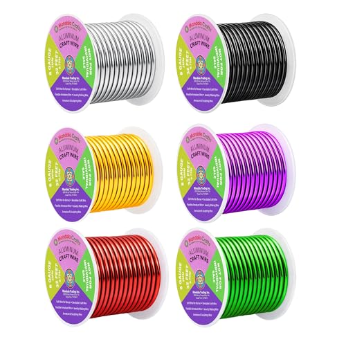 Image of Mandala Crafts 8 GA Silver Black Red Assorted Anodized Aluminum Craft Wire | 120 FT, Colored, Flexible, Bendable for Bonsai Armature Sculpting Wire Wrapping Jewelry Making, Weather & Tarnish Resistant
