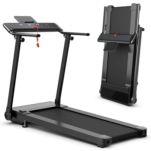 COSTWAY Folding Treadmill, 1.0HP Electric Motorized Running Walking Machine with LED Touch Screen, 12 Preset Programs, 2 Modes and Device Holder, Easy Assembly Treadmills for Home Office