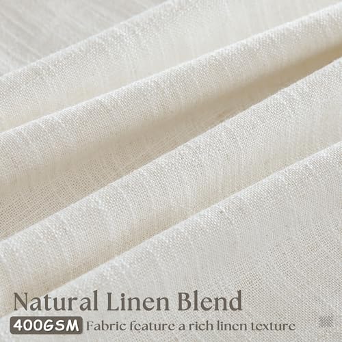 Image of 60 Inch Width Curtains 92 Inches Long Linen Pinch Pleated Curtains for Living Room Bedroom Semi Sheer Back Tab Hooks Rings Extra Wide Pinch Pleat Drapes for Patio Glass Door Natural Cream 1 Panel