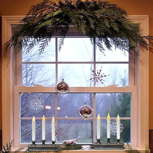 Image of Battery Operated LED Window Candles - 3 Light Flameless Taper Candles with Dusk to Dawn Sensor, 9 Inch Christmas Window Candle Lights with Flickering Amber Flame for Indoor Table Window Holiday Decor