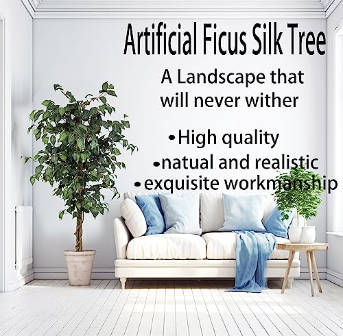 Viggda Artificial Ficus Trees 5Ft（2Pack） With Silk Leaves And Natural Trunk, Faux Ficus Tree With Sturdy Plastic Nursery Pot, Fake Ficus Tree For Office Home Farmhouse For Indoor Outdoor Decor #TOP6
