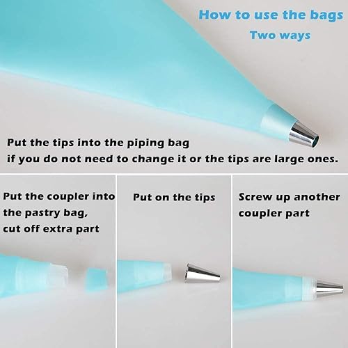 Miniatura 4 de Juego de bolsas y puntas reutilizables para tuberías, bolsas de glaseado de silicona fuertes con puntas, kit de decoración de pasteles de 33 piezas