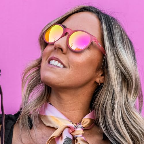 goodr Influencers Pay Double Polarized Round Sunglasses for Men & Women Small Sized (Circle G), Light Pink Translucent Frame with Pink Reflective Lenses, UV400 Protection, No Slip, No Bounce4