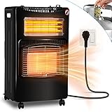 Herrselsam 4200 W Keramik ​Gasheizer + 1260 W Infrarot Heizstrahler, Heizstrahler Gasheizgerät mit 3 Schutzvorrichtungen, Elektrische Gas-Zweizweckheizgeräte 220V-240V, Gasflaschen bis 10kg