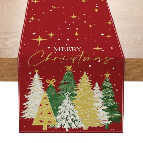 Tischläufer Weihnachten 230 x 33cm, Tischdecke Weihnachten, Rote...
