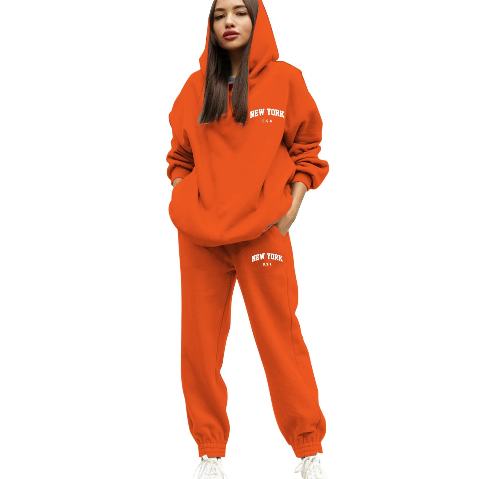 Nuqqichongtian Jogginganzug Damen Set Hausanzug Trainingsanzug Winter Kuschelig 2 Teile Tracksuit Hoodie und Jogginghose Warme Zweiteiler Loungewear Langarm mit Kapuze