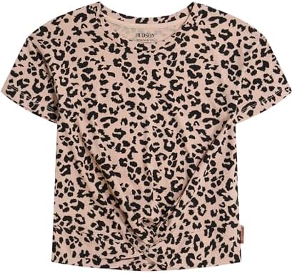 HUDSON Girls’ Short Sleeve Patterned Tee, Relaxed