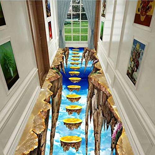 Moquettes motif de route dorée flottante 3D tapis de passage chic