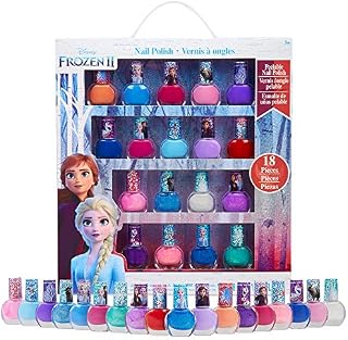 Disney Nail Polish Set, Frozen, Minnie Mouse or Princess, 18 Nail Varnish For Kids, Non Toxic Water Based Nail Polish, Gift for Girls (Frozen)