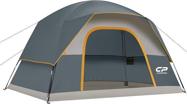 CAMPROS CP Tent 2/4/6 Person Tents, Waterproof Dome Camping Tent with Rainfly, Large Mesh Windows, Wider Door, Easy Setup, Portable with Carry Bag
