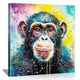 Framed Gorilla Wall Art Colorful Monkey Canvas Print Modern Pop Art Animal Picture for Living Room Bedroom Office or Contemporary Home Wall Decor