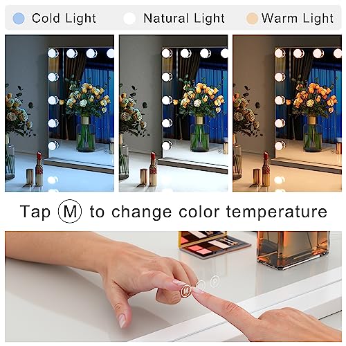 Linkthai Vanity Mirror With Lights, Hollywood Makeup Mirror With 15 Dimmable Led Bulbs, Large Lighted Mirror With 10X Magnification 3 Modes Light Touch Sensor And Usb Port, Tabletop Or Wall-Mounted #TOP1