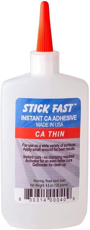 Stick Fast Cyanoacrylate Adhesives (CA) Glue Bottle, Multipurpose, Fast Bonding, Clear, Thin (4.5 Ounces)