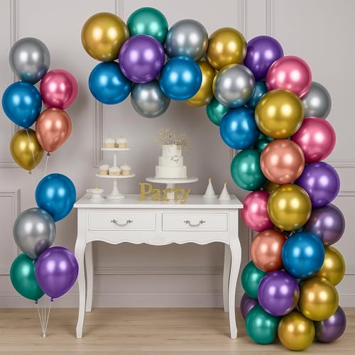 Image of Party Propz Multicolor Chrome Balloons For Decoration - Pack Of 25 Pcs Multicolor Balloons For Birthday | Balloons For Decoration | Birthday Decor (Latex)
