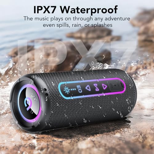 Miniatura 6 de Altavoz Bluetooth Potente 25W, Altavoz Bluetooth con Graves | 24H Reproducción, 5 Modos RGB, Emparejamiento TWS, Impermeable IPX7, Soporte AUX/TF, Altavoz Portátil para Fiestas y Viajes