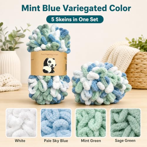Image of Loop Yarn 5Packs,Shenlin Chunky Chenille Yarn for Hand Knitting Baby Blanket,Machine Washable Polyester Fluffy Thick Bulky Yarn for Scarfs,Craft Projects