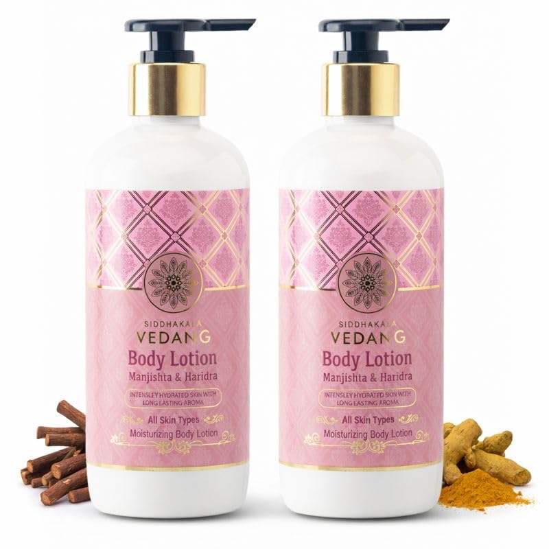 Image of Body Lotion (Manjishta & Haridra) for Moisturised & Rejuvenated Skin | Ayurvedic Blend with Natural Ingredients for Deep Hydration & Healthy, Smooth Skin - 300ml (Pack of 2)
