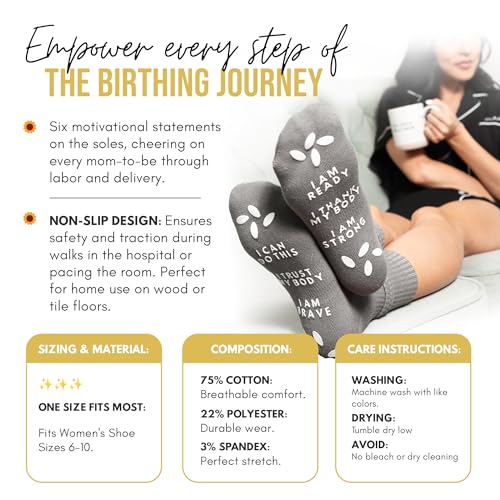 Affirmation Hospital Socks For Labor and Delivery - Non Skid Grip Socks For Moms3